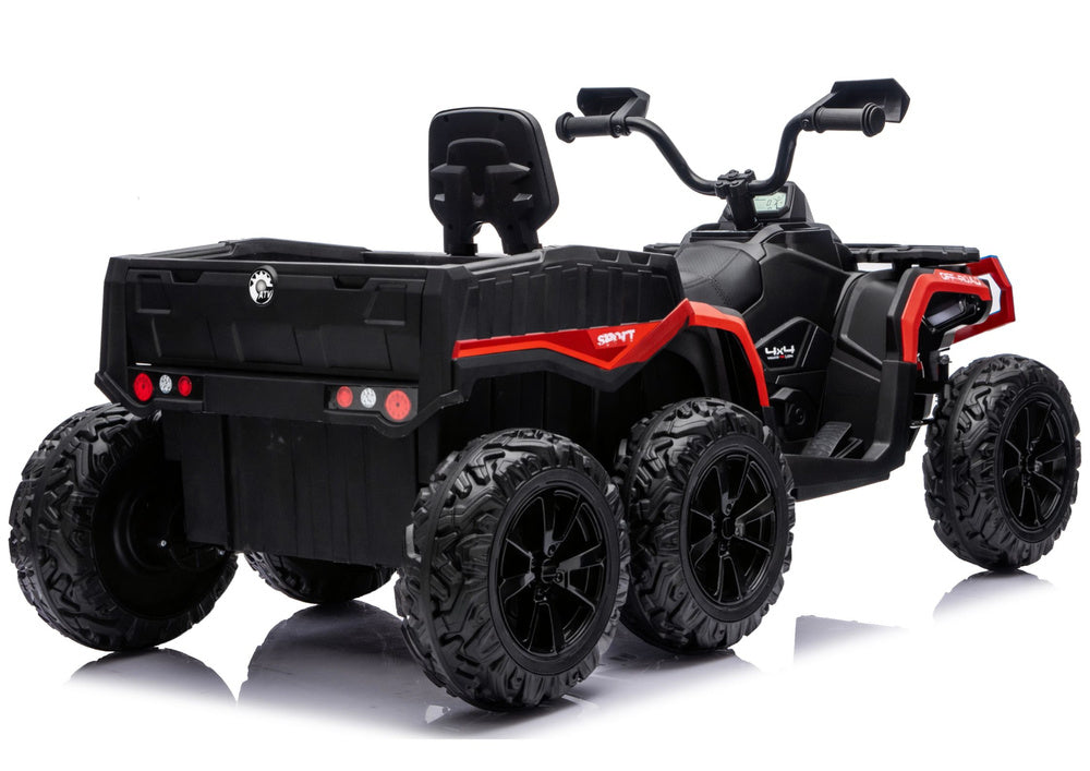 Elektrická čtyřkolka ATV 6 kol s přívěsem 24V 4x4 červená