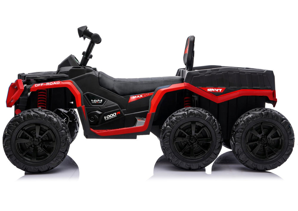 Elektrická čtyřkolka ATV 6 kol s přívěsem 24V 4x4 červená