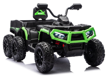 Elektrická čtyřkolka ATV se 6 koly a přívěsem JC606 24V – zelená