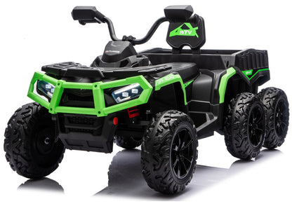 Elektrická čtyřkolka ATV se 6 koly a přívěsem JC606 24V – zelená