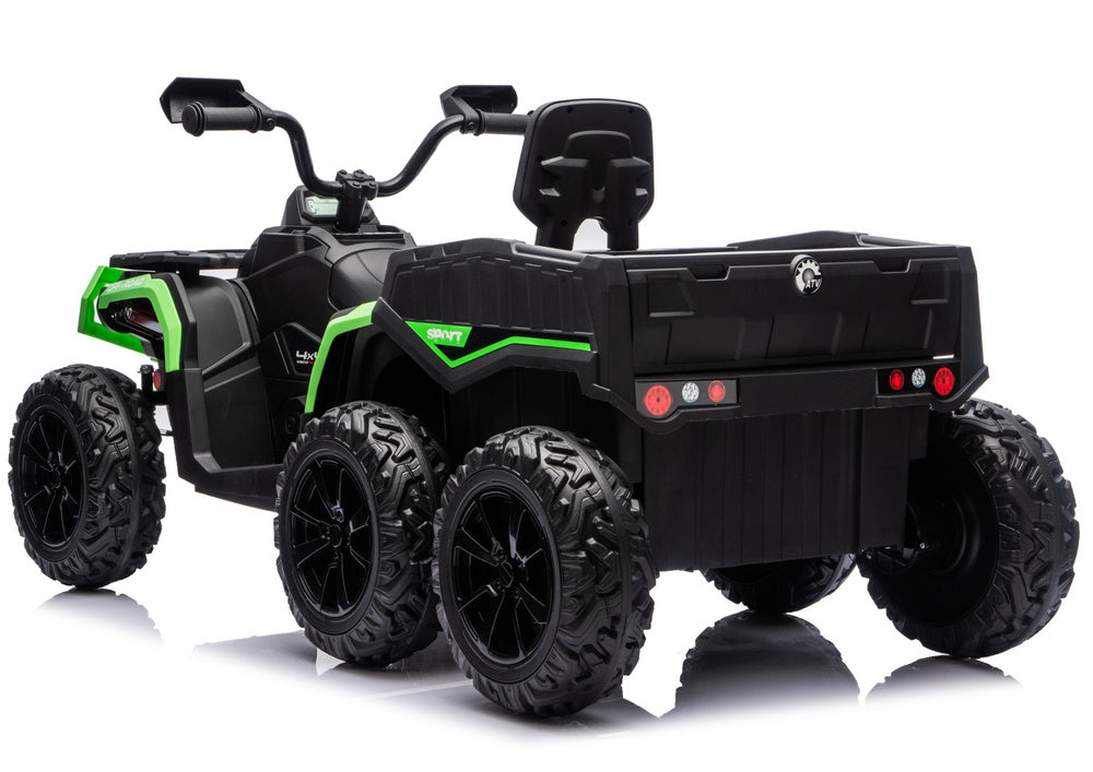 Elektrická čtyřkolka ATV se 6 koly a přívěsem JC606 24V – zelená