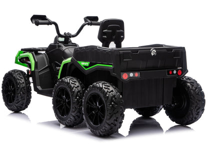 Elektrická čtyřkolka ATV se 6 koly a přívěsem JC606 24V – zelená