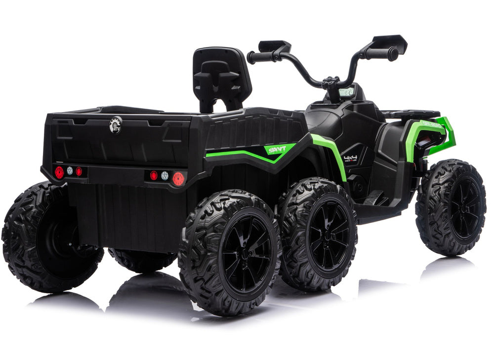 Elektrická čtyřkolka ATV se 6 koly a přívěsem JC606 24V – zelená