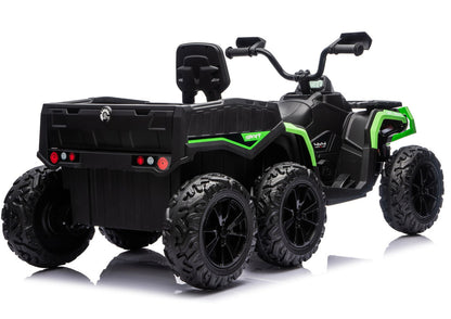 Elektrická čtyřkolka ATV se 6 koly a přívěsem JC606 24V – zelená