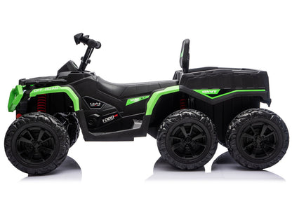 Elektrická čtyřkolka ATV se 6 koly a přívěsem JC606 24V – zelená