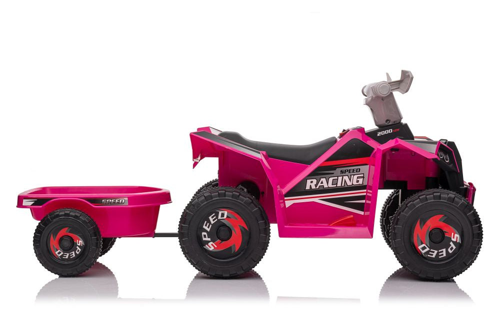 Elektrická čtyřkolka s přívěsem růžová XMX630T – 6V