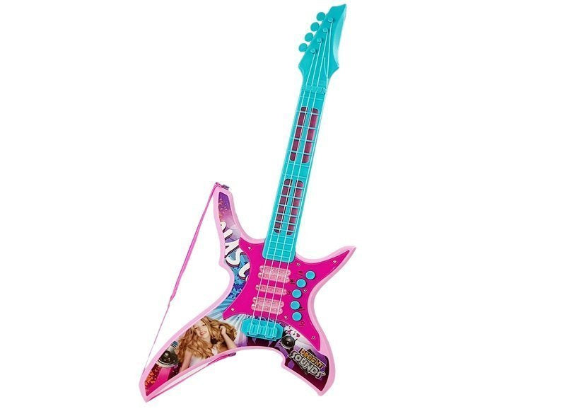 Elektrická kytara se světly a zvuky 62 cm růžová