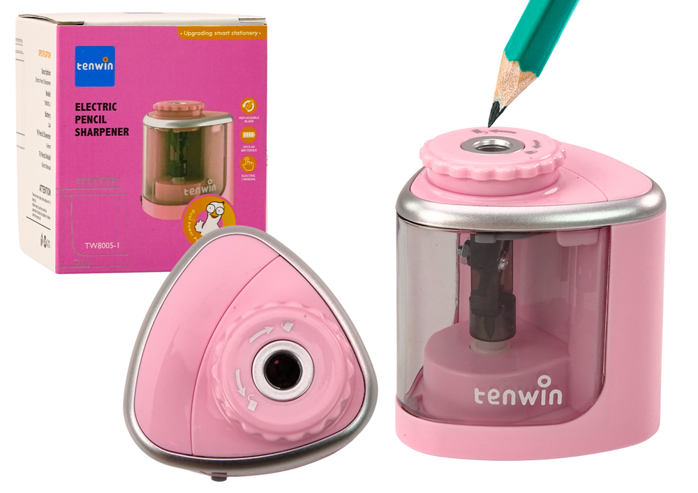 Elektrická ořezávátka na tužky a pastelky 6 8 mm růžová