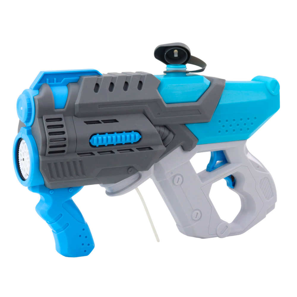 Elektrická pistole na vodu a mýdlové bubliny 2v1 modro šedá