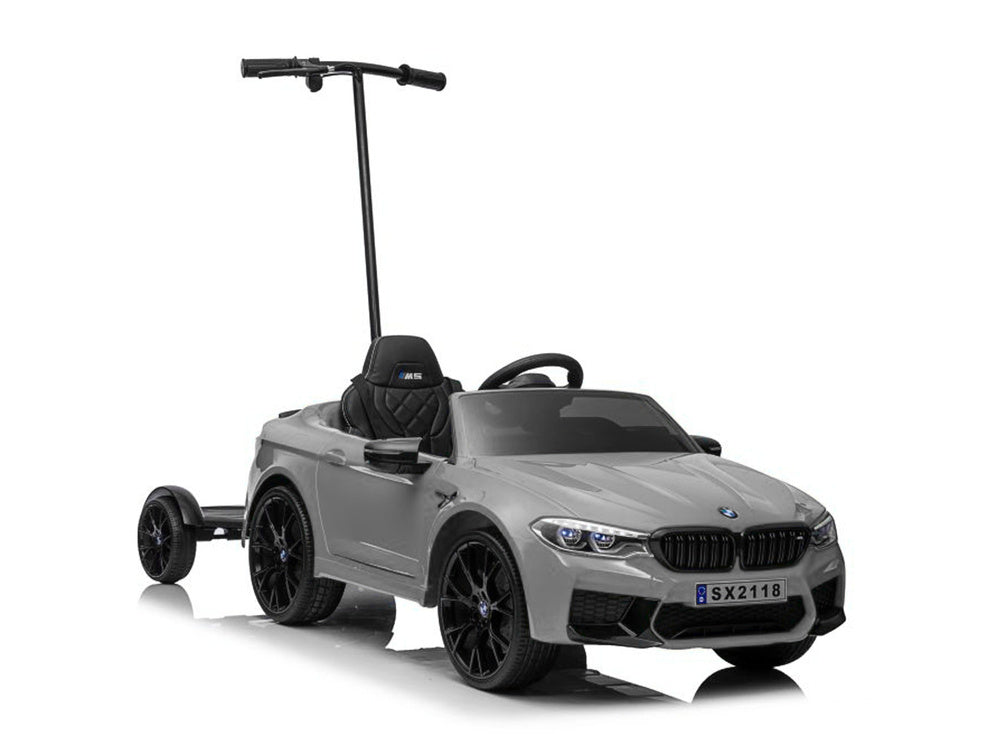 Elektrické auto BMW M5 s plošinou pro rodiče stříbrné lakované
