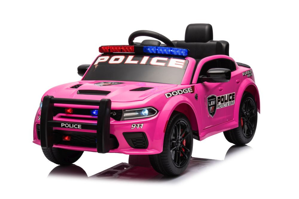 Elektrické auto Dodge Charger policejní růžové na akumulátor