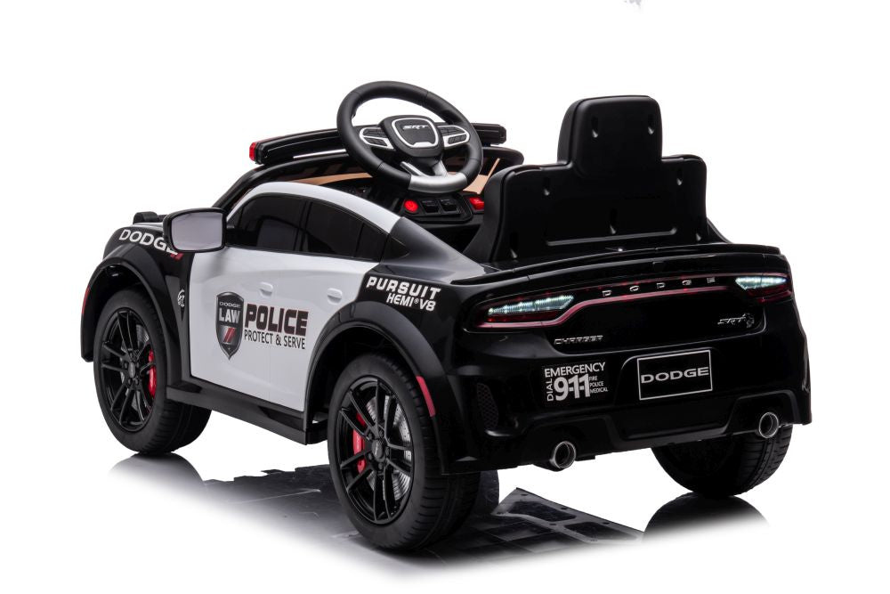 Elektrické auto Dodge Charger policie pro děti – bílo-černé
