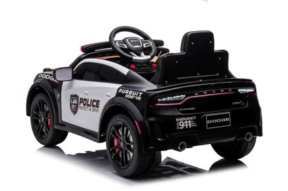 Elektrické auto Dodge Charger policie pro děti – bílo-černé