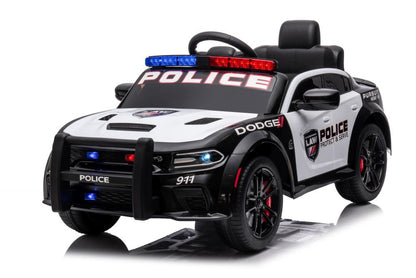Elektrické auto Dodge Charger policie pro děti – bílo-černé