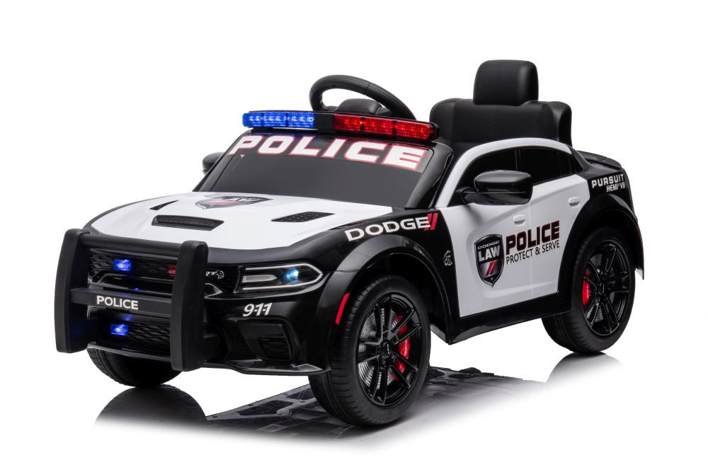 Elektrické auto Dodge Charger policie pro děti – bílo-černé