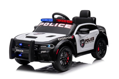 Elektrické auto Dodge Charger policie pro děti – bílo-černé