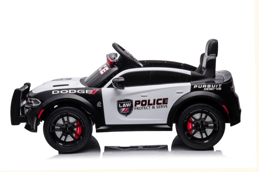 Elektrické auto Dodge Charger policie pro děti – bílo-černé