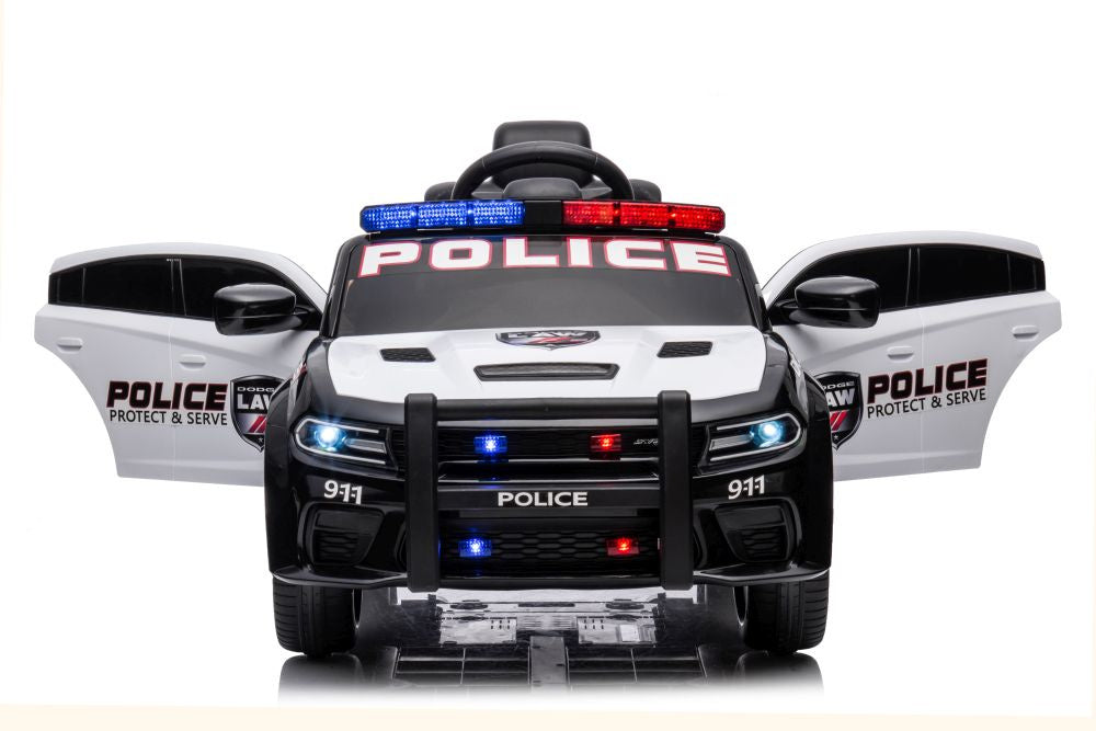 Elektrické auto Dodge Charger policie pro děti – bílo-černé