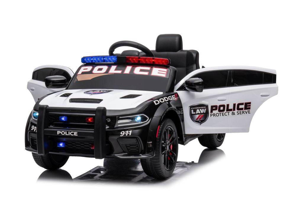 Elektrické auto Dodge Charger policie pro děti – bílo-černé