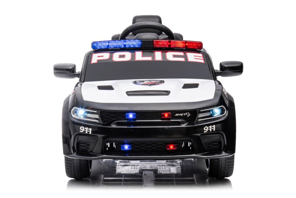 Elektrické auto Dodge Charger policie pro děti – bílo-černé