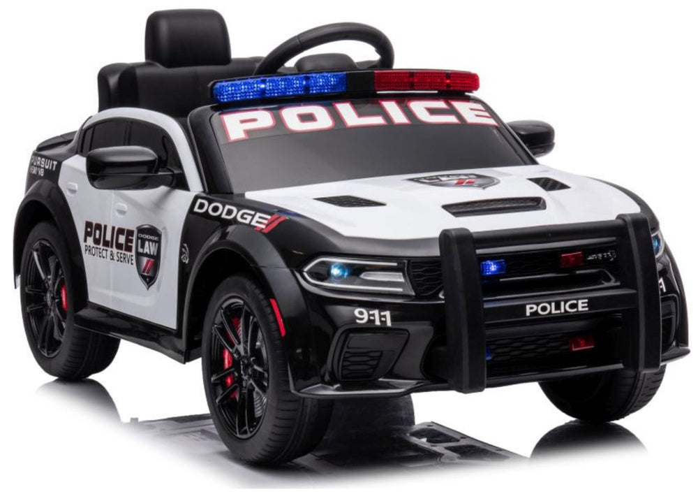 Elektrické auto Dodge Charger policie pro děti – bílo-černé