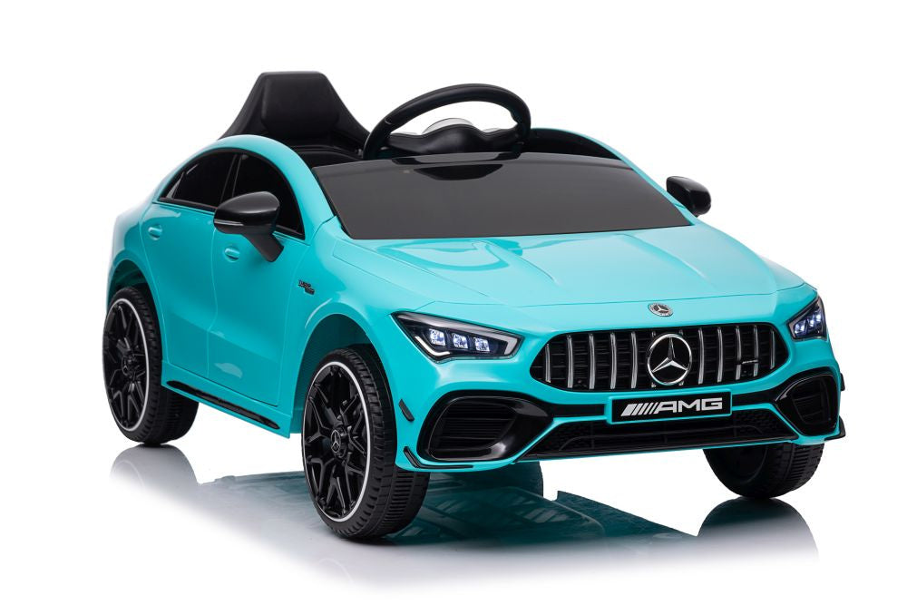 Elektrické auto Mercedes CLA 45s AMG 4x4 tyrkysové