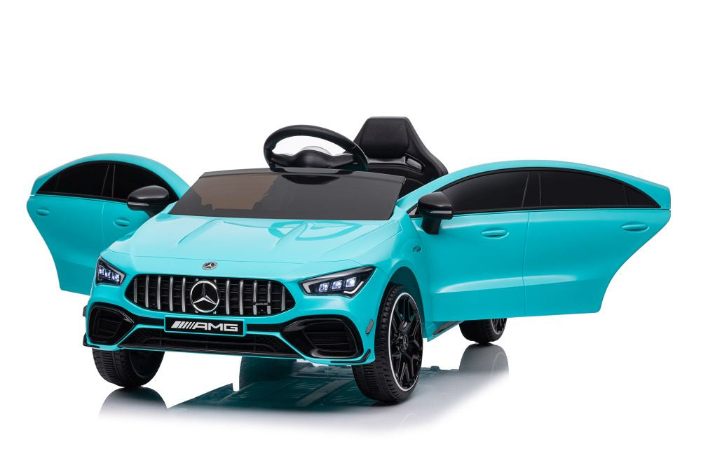 Elektrické auto Mercedes CLA 45s AMG 4x4 tyrkysové