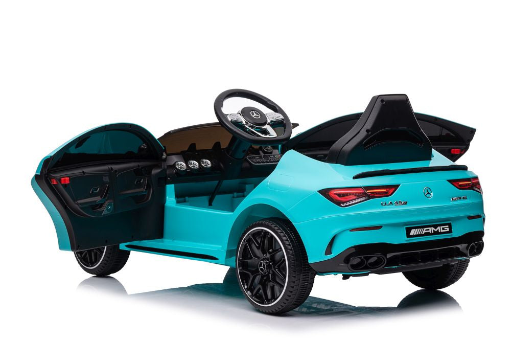 Elektrické auto Mercedes CLA 45s AMG 4x4 tyrkysové