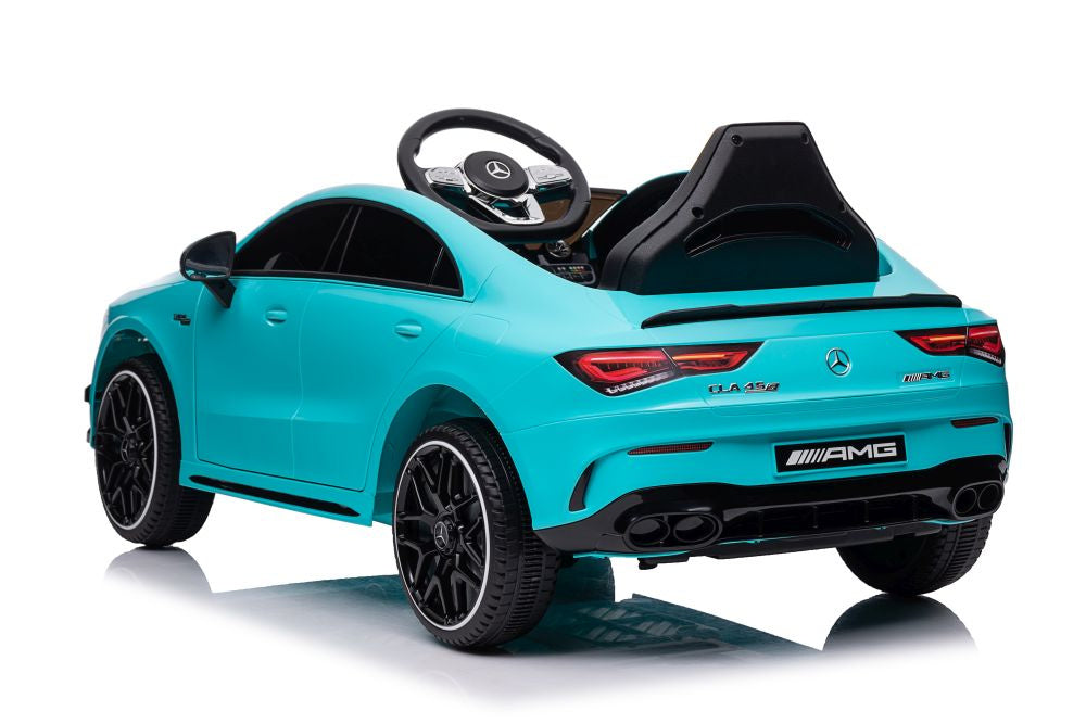 Elektrické auto Mercedes CLA 45s AMG 4x4 tyrkysové
