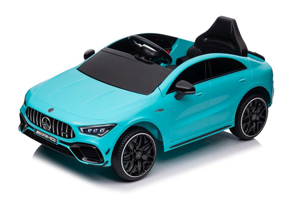 Elektrické auto Mercedes CLA 45s AMG 4x4 tyrkysové