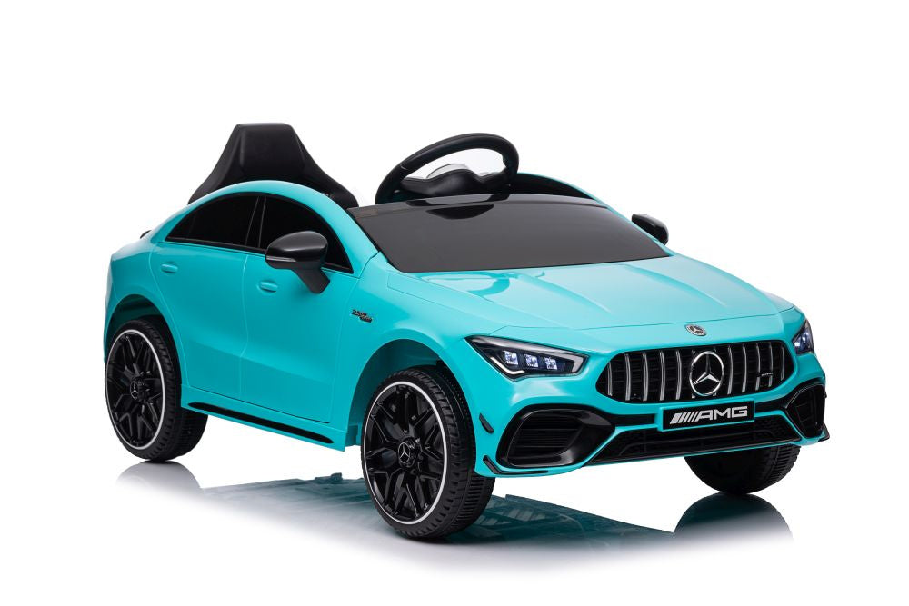 Elektrické auto Mercedes CLA 45s AMG 4x4 tyrkysové
