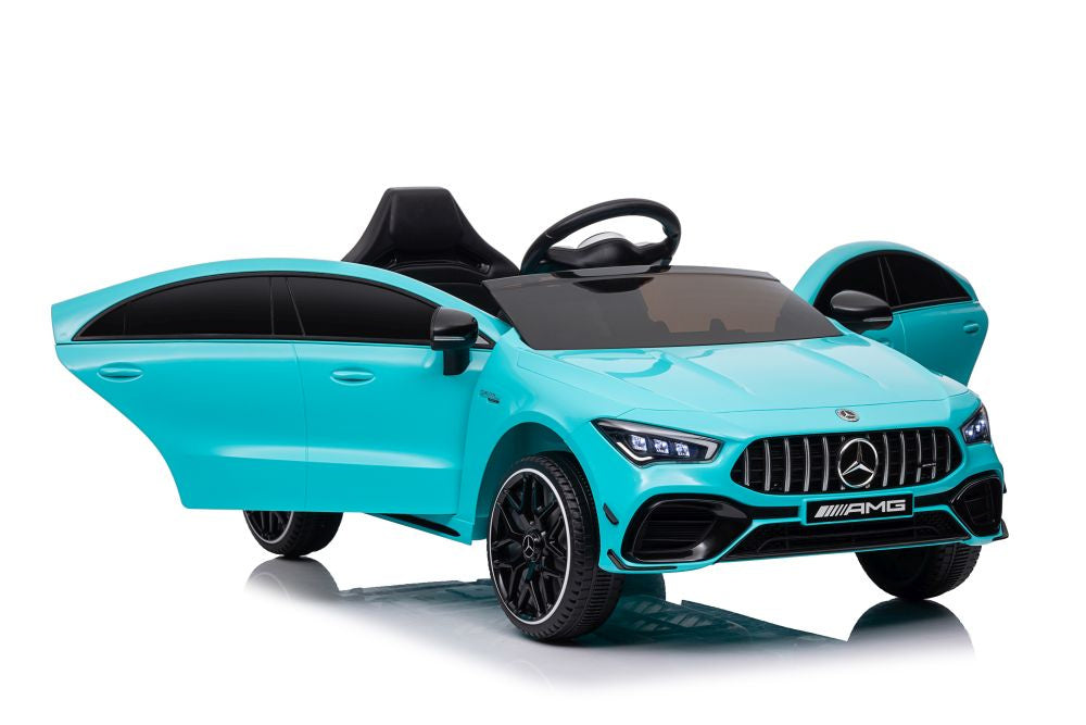 Elektrické auto Mercedes CLA 45s AMG 4x4 tyrkysové