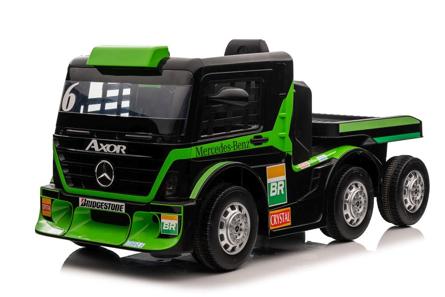 Elektrické auto Mercedes s návěsem a LCD displejem – zelené