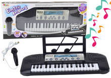 Elektrické piano pro děti s mikrofonem a stojanem 37 kláves – černé
