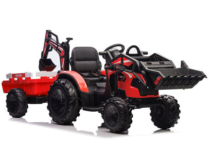 Elektrický bagr na akumulátor s přívěsem SX2068 – červený