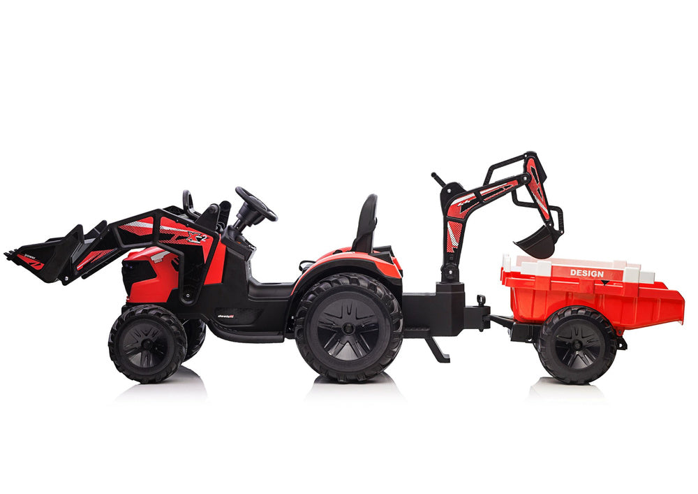 Elektrický bagr na akumulátor s přívěsem SX2068 – červený