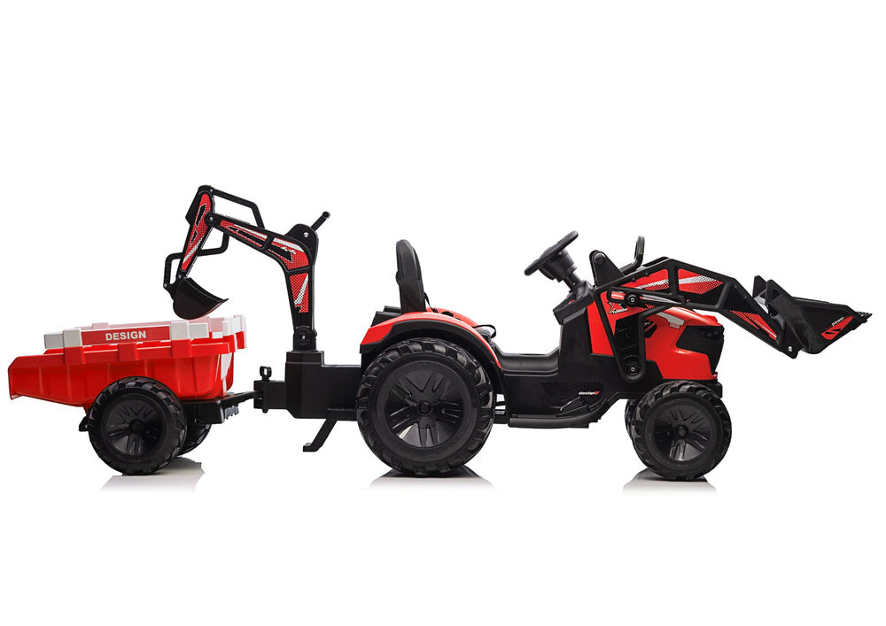 Elektrický bagr na akumulátor s přívěsem SX2068 – červený