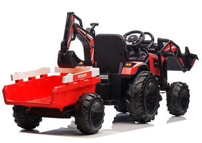 Elektrický bagr na akumulátor s přívěsem SX2068 – červený