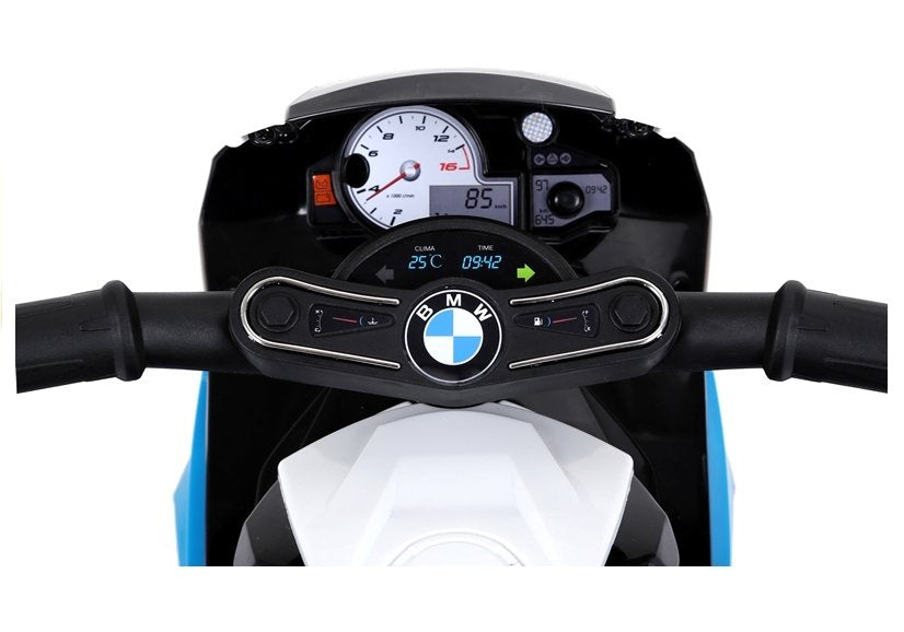 Elektrický motocykl na akumulátor trojkolový – BMW S1000RR modrý
