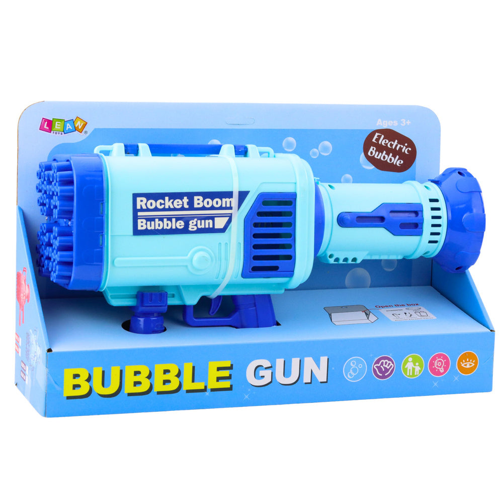 Elektrický pistolet na bubliny – 64 otvorů LED | modrý