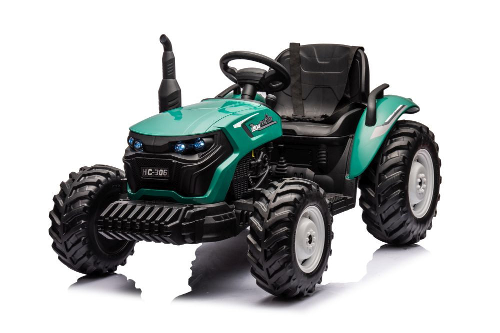 Elektrický traktor pro děti HC-306 tmavě zelený 24V s dálkovým ovládáním