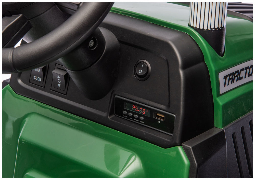 Elektrický traktor s přívěsem 24V tmavě zelený – CH9959B