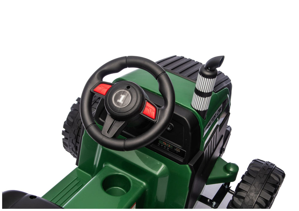 Elektrický traktor s přívěsem 24V tmavě zelený – CH9959B