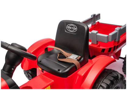 Elektrický traktor s přívěsem a dálkovým ovládáním 24V – červený