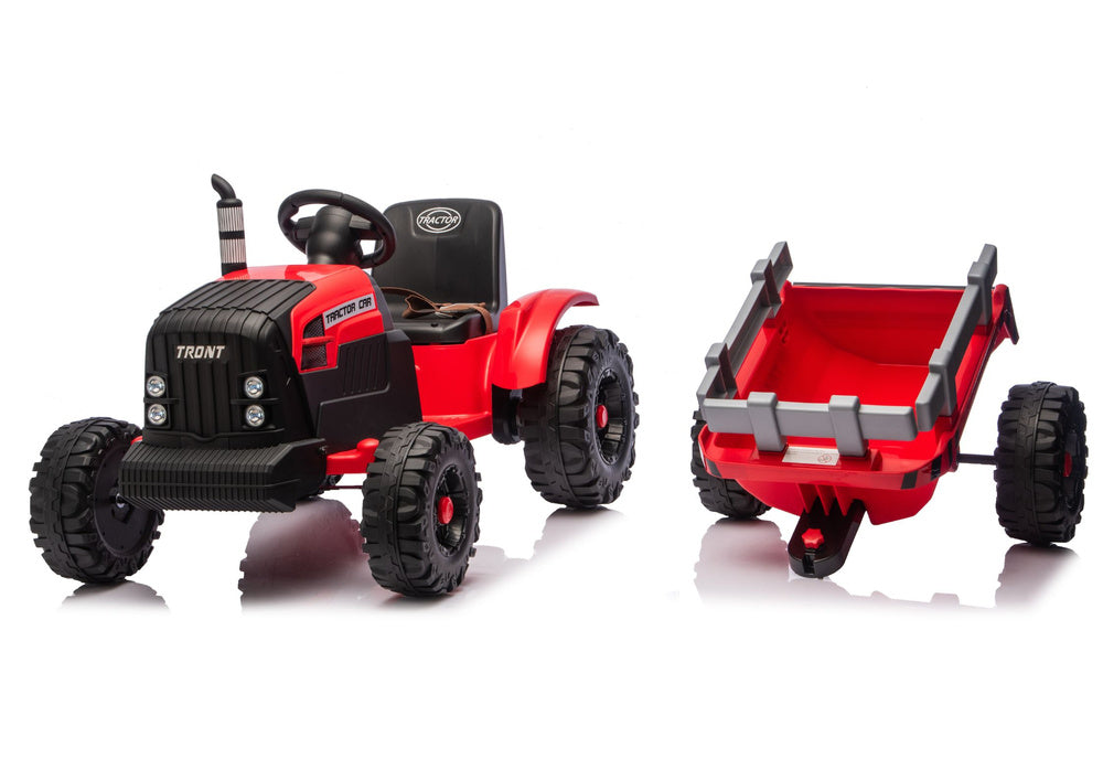 Elektrický traktor s přívěsem a dálkovým ovládáním 24V – červený