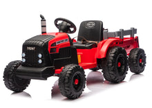 Elektrický traktor s přívěsem a dálkovým ovládáním 24V – červený