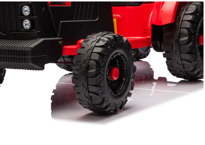 Elektrický traktor s přívěsem a dálkovým ovládáním 24V – červený
