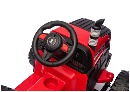 Elektrický traktor s přívěsem a dálkovým ovládáním 24V – červený