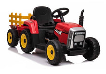 Elektrický traktor s přívěsem a dálkovým ovládáním červený