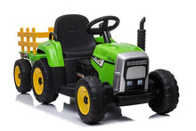 Elektrický traktor s přívěsem a dálkovým ovládáním zelený